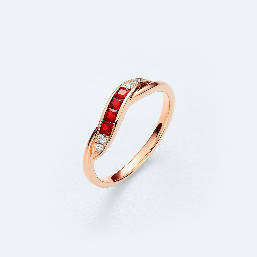 Harmonious Union Collection 18K Gold & Ruby Women's Ring
