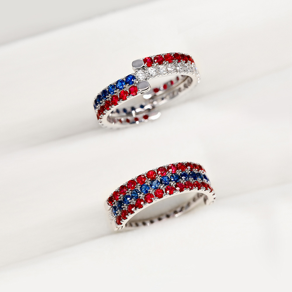 Herstyle18K Ruby and Sapphire Engagement Rings