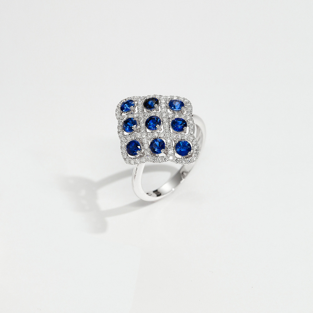 Celestial Lattice Collection 18K Gold & Sapphire Women's Ring