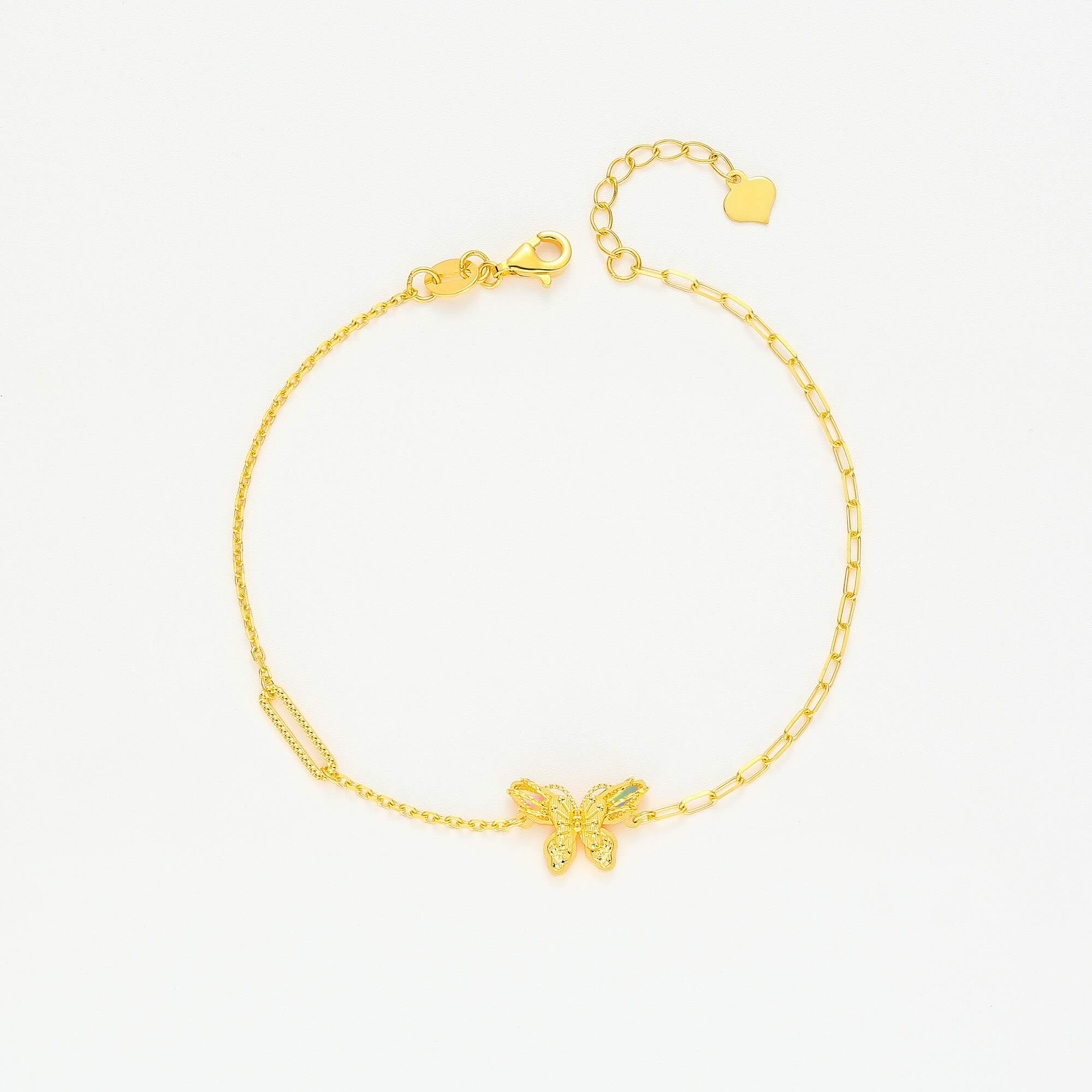 Butterfly Splendor Collection · 5G Gold CNC Iridescent Filigree Butterfly Bracelet