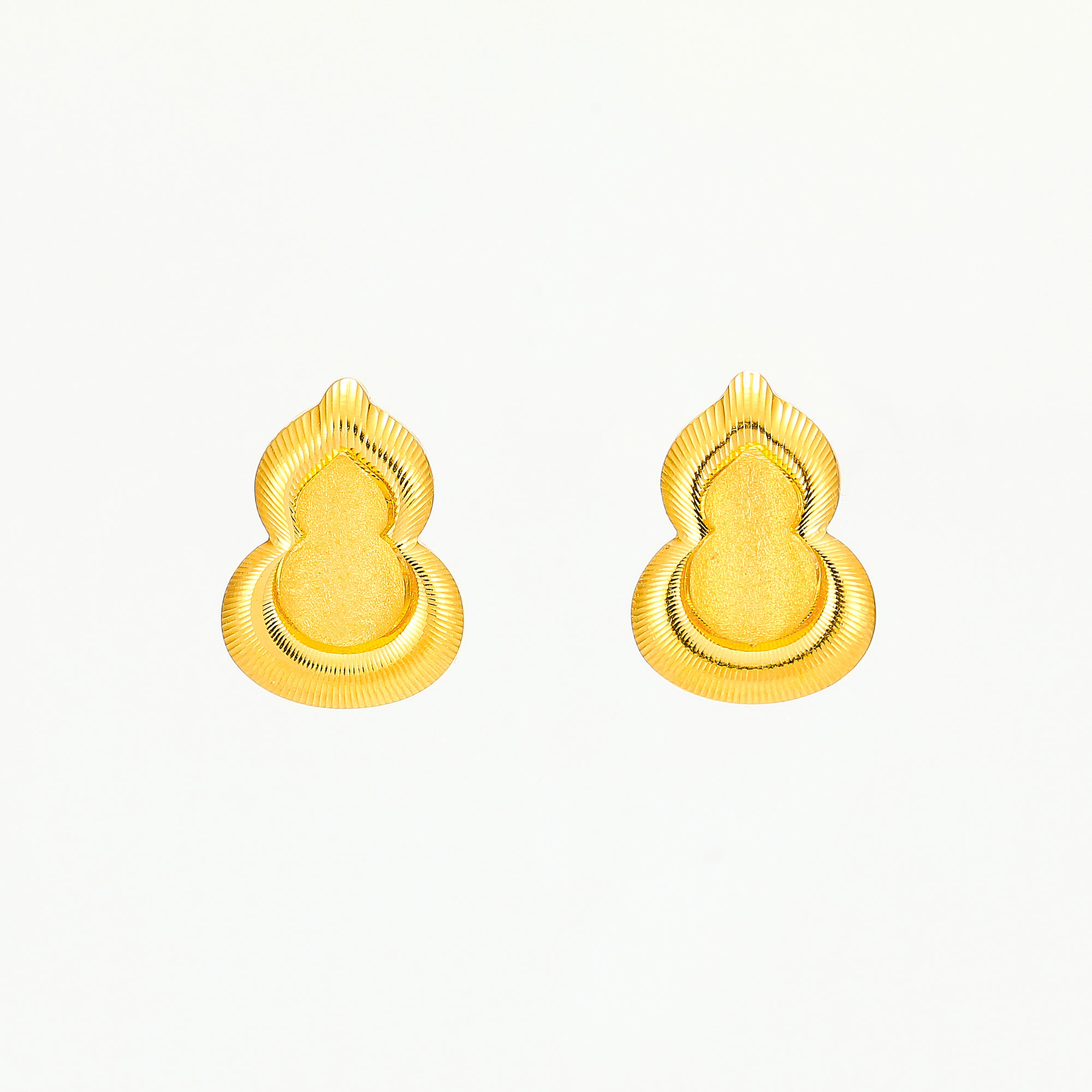 Auspicious Radiance Collection · 5G Gold CNC Gourd Stud Earrings