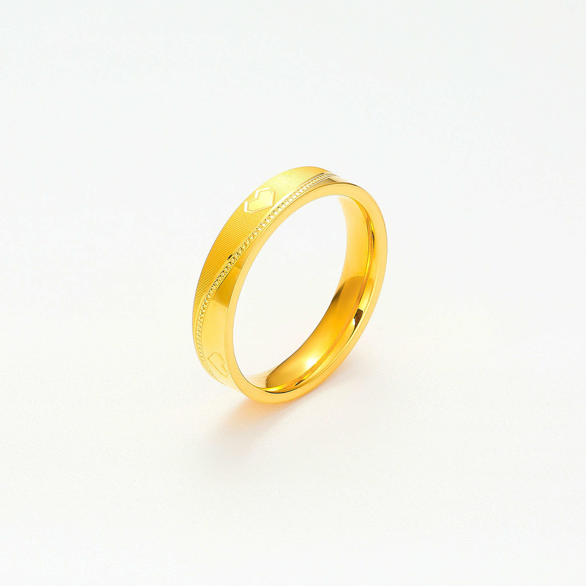 Romantic Heart Ripples · 5G Gold CNC Heart - Shaped Ring
