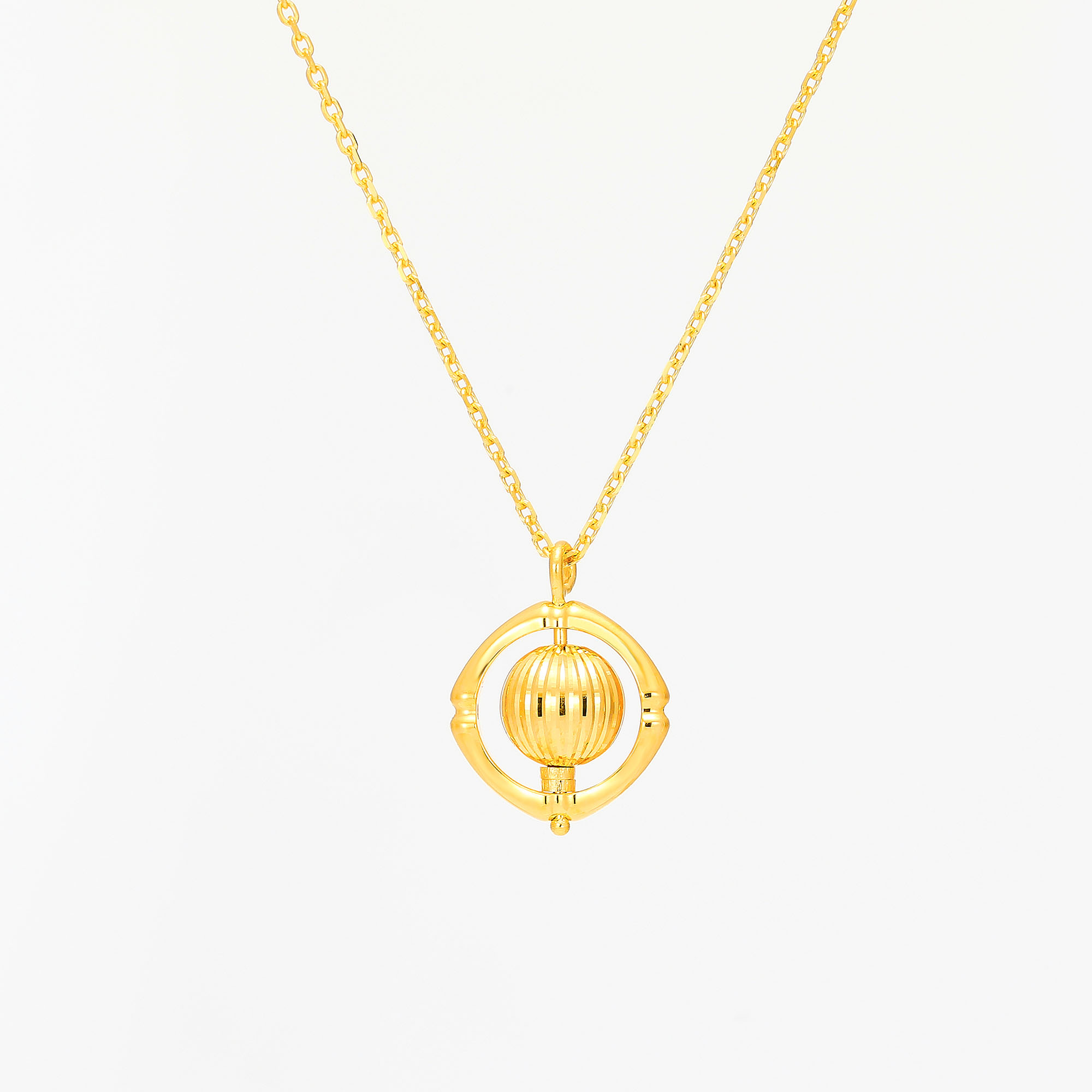 Bamboo Elegance · 5G Gold CNC Rotating Bead Necklace