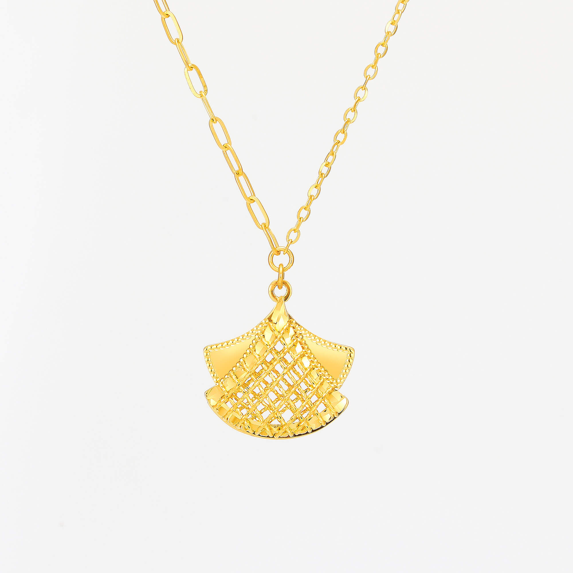 Whirling Light · 5G Gold Filigree Ginkgo Necklace