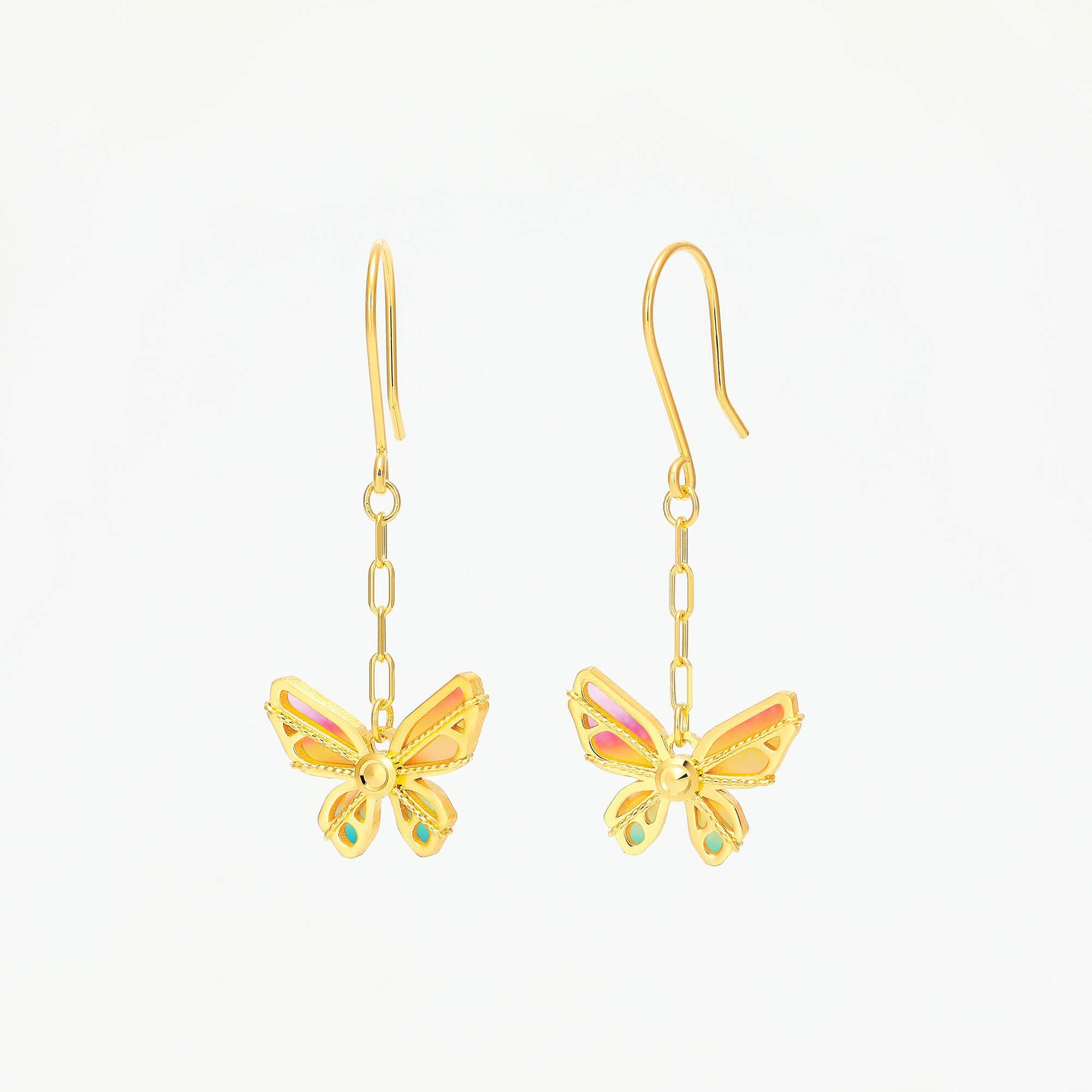 Butterfly Shadow Series · 5G Gold CNC Colorful Filigree Earrings