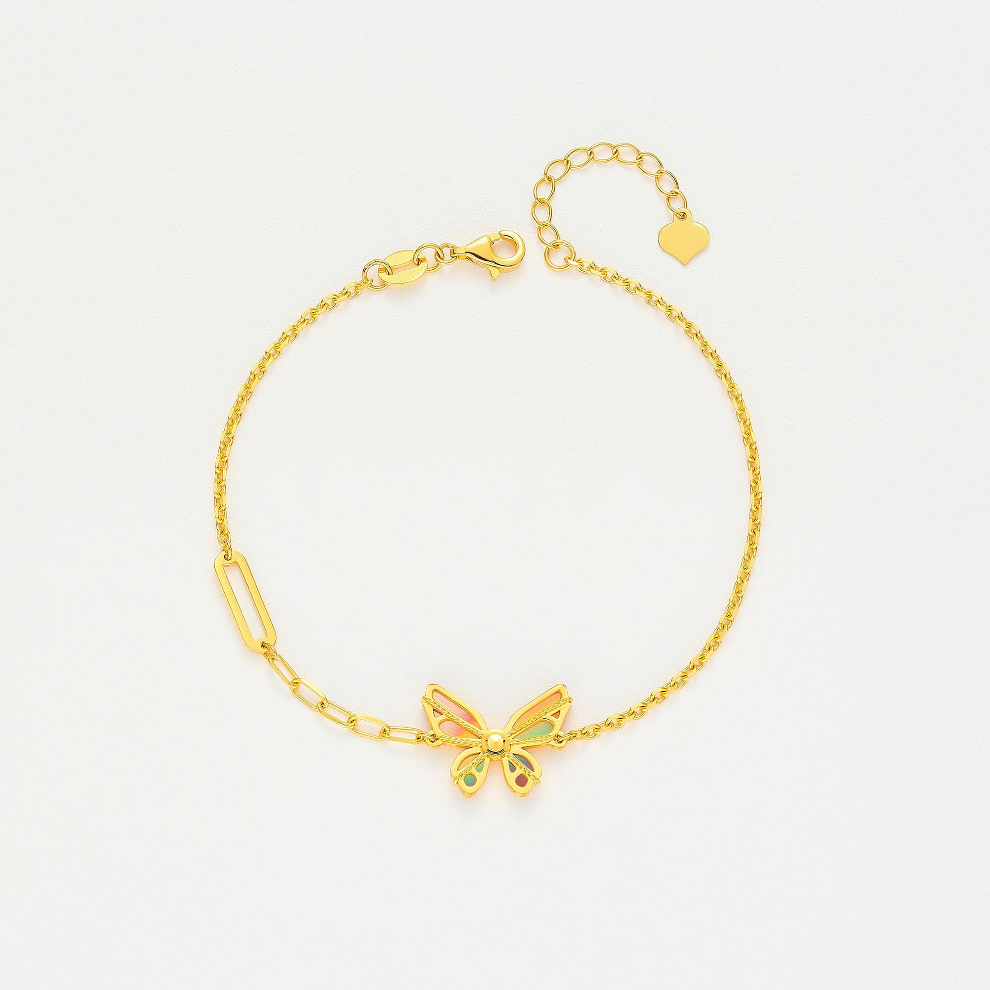 Butterfly Shadow Series · 5G Gold CNC Colorful Filigree Butterfly Bracelet