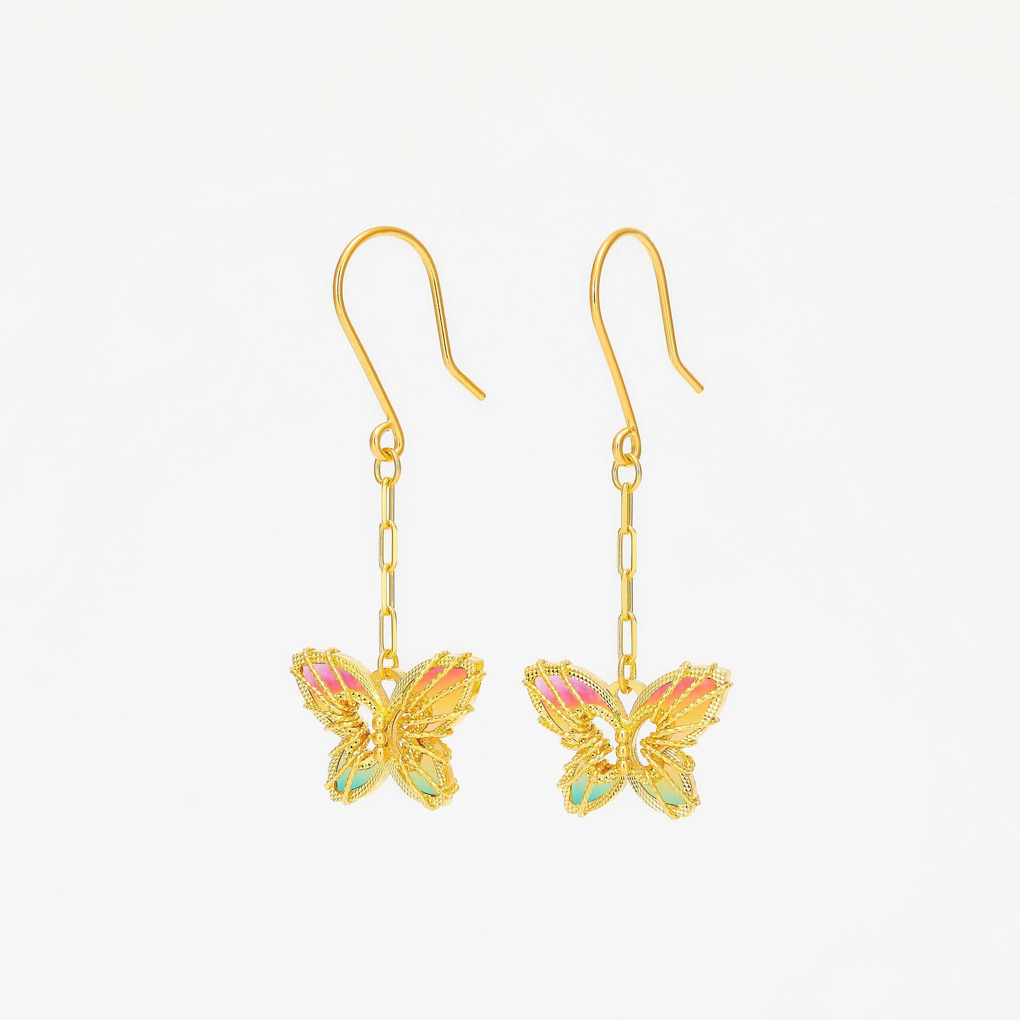 Butterfly Shadow Series · 5G Gold CNC Colorful Filigree Earrings