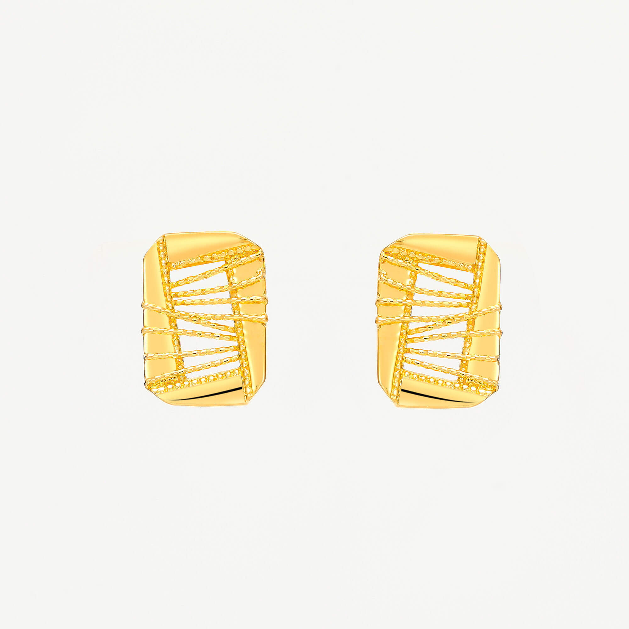 Geometric Edge Series · 5G Gold Mirror Gold Filigree Stud Earrings