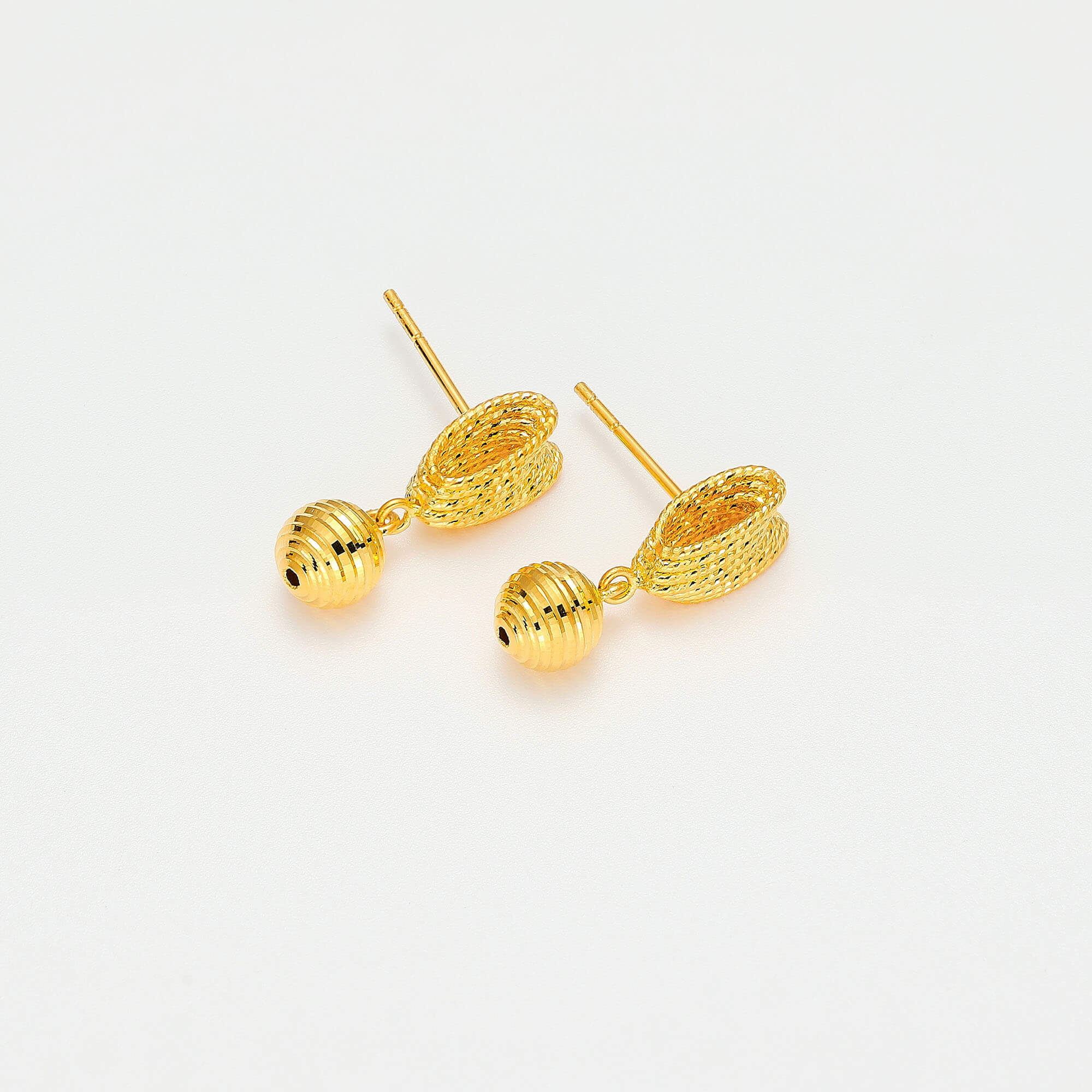 Molly Star Track Series · 5G Gold CNC Filigree Bead Earrings