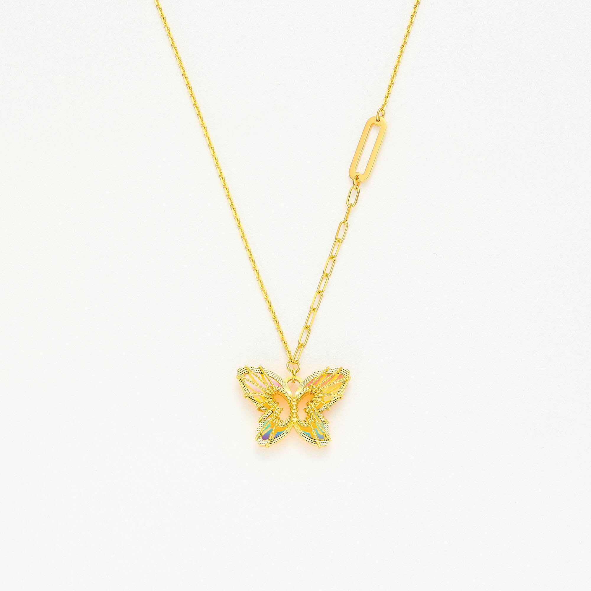 Butterfly Shadow Series · 5G Gold CNC Colorful Filigree Necklace