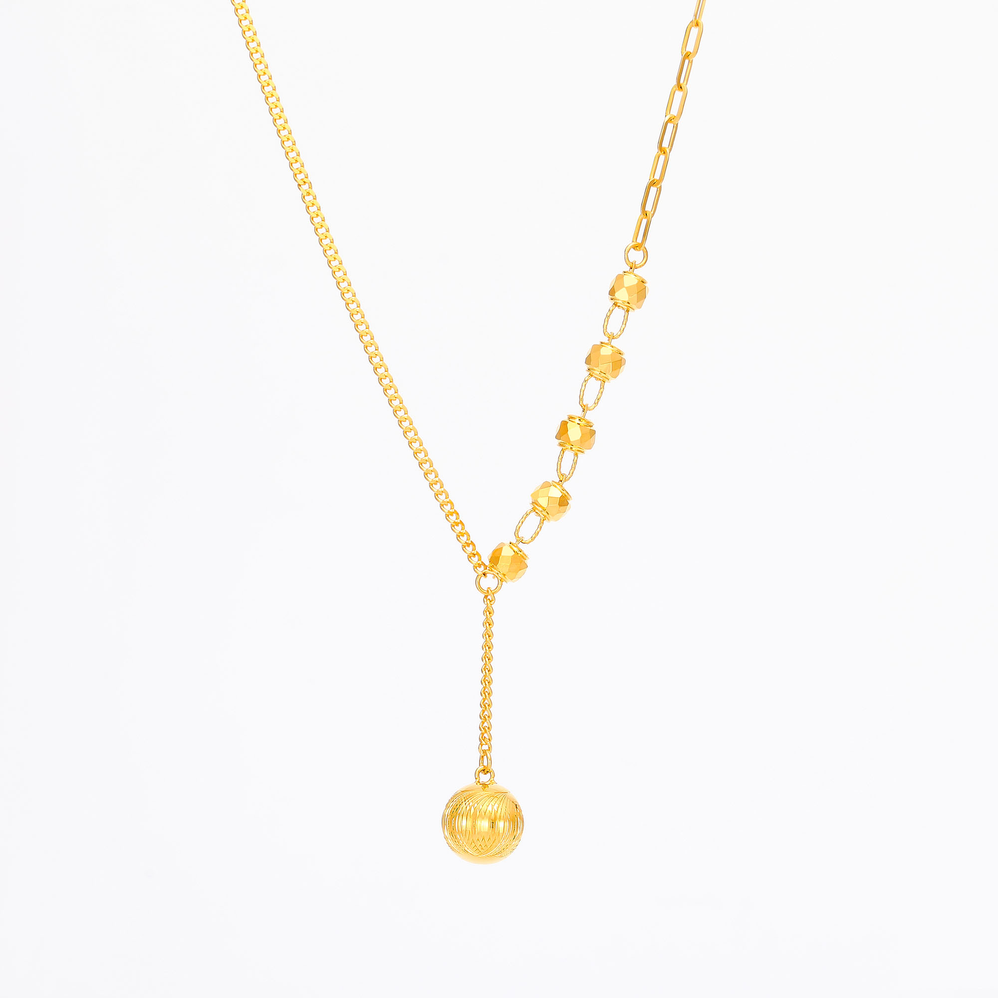 Prism Shine · 5G Gold Lucky Bead Necklace