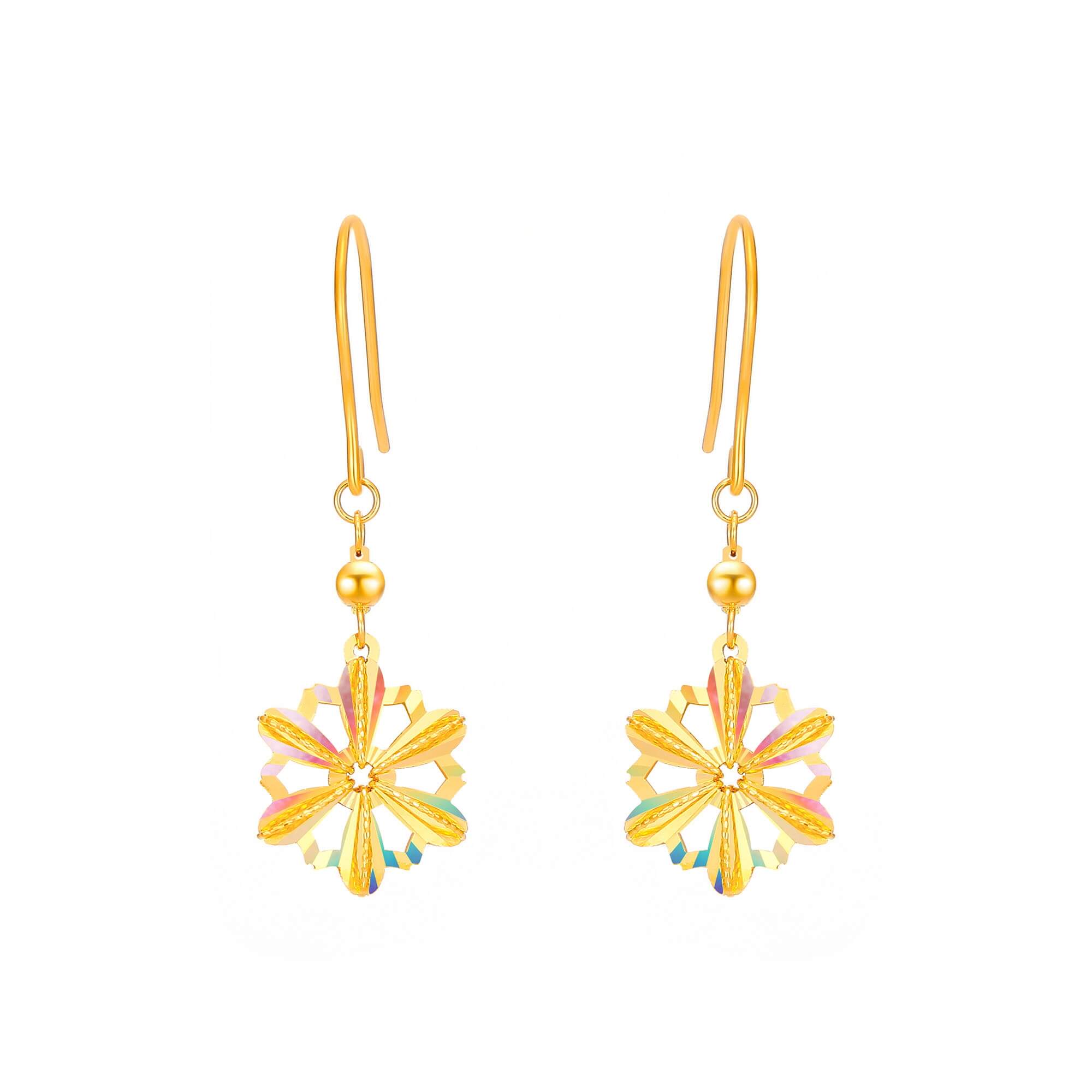 Snowy Night Glow Series · 5G Gold Iridescent Filigree Ear Hooks