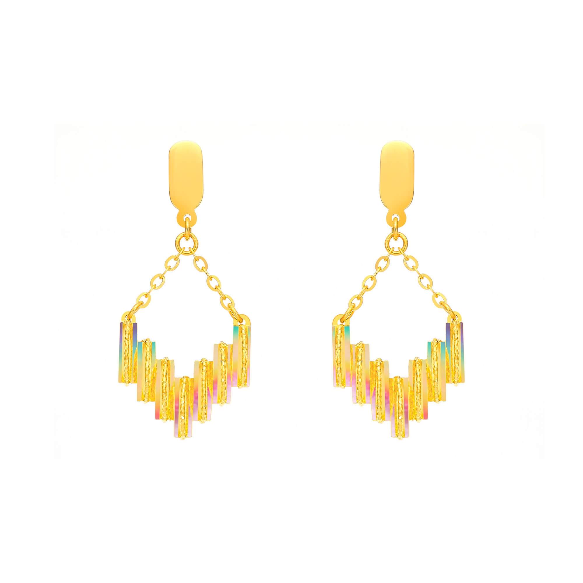 Silk Phantom · 5G Gold Iridescent Filigree Earrings