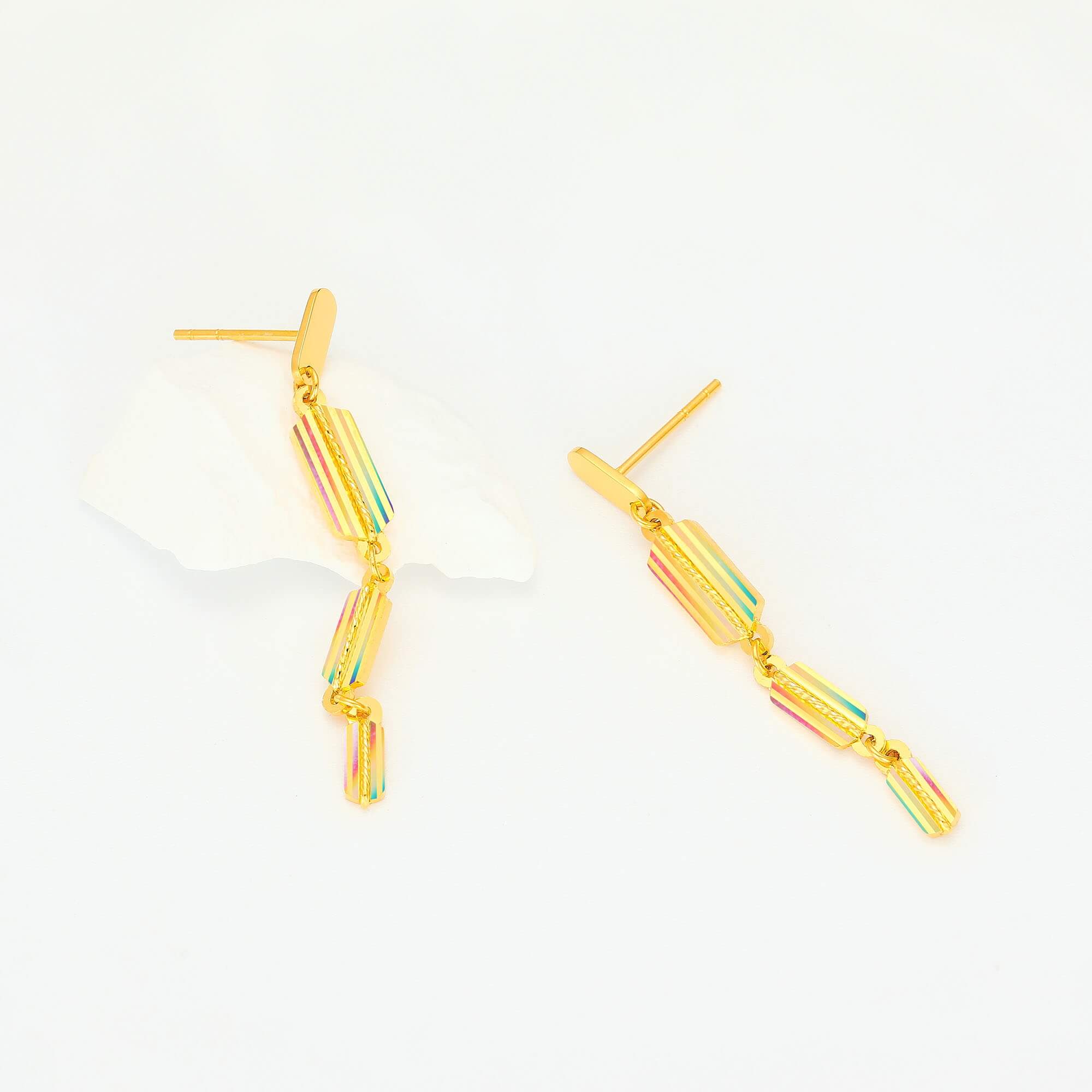 Modern Trend · 5G Gold CNC Iridescent Earrings