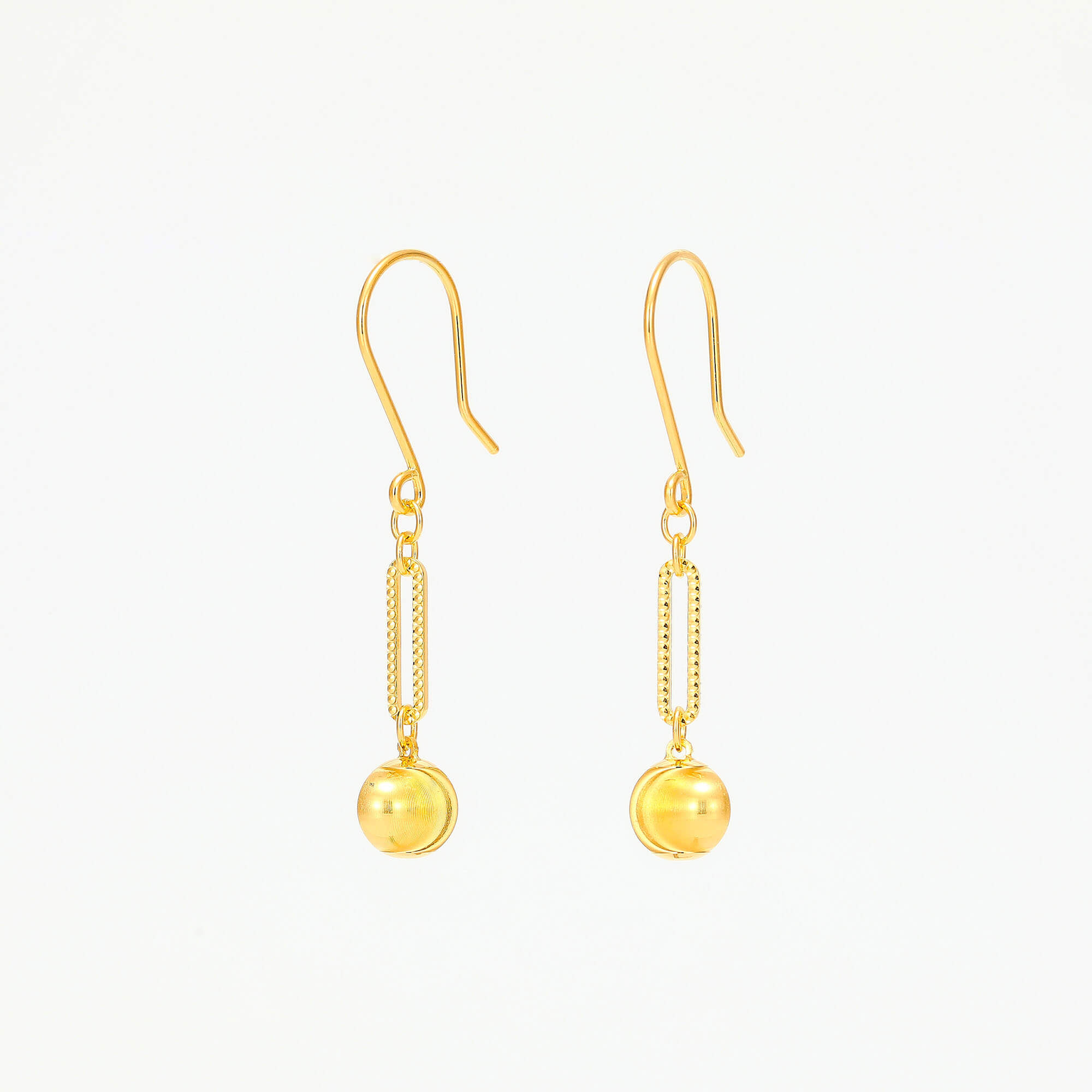 Modern Velvet Glow · 5G Gold CNC Hollow Cat's Eye Bead Earrings