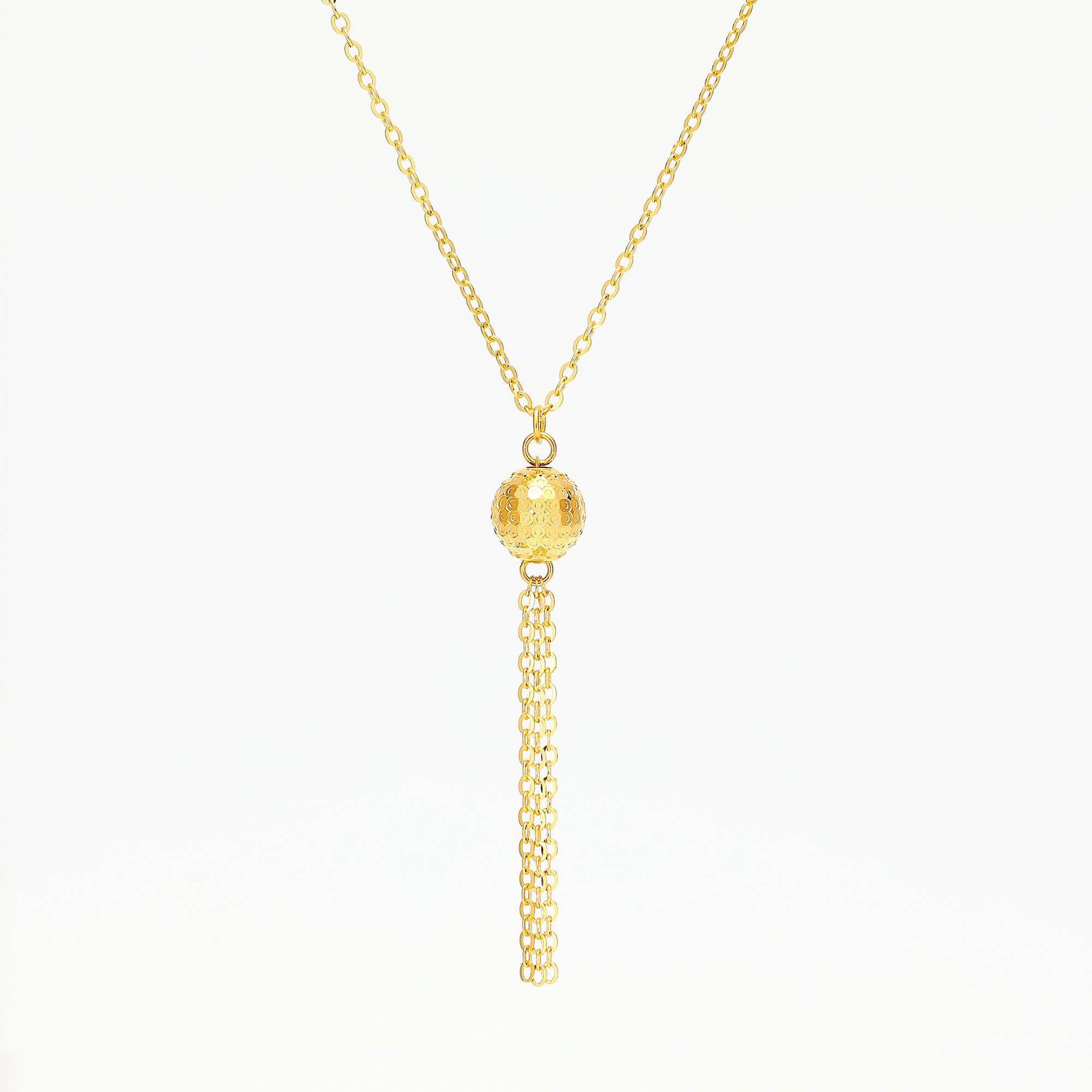 Party Collection · 5G Gold CNC Disco Bead Tassel Necklace