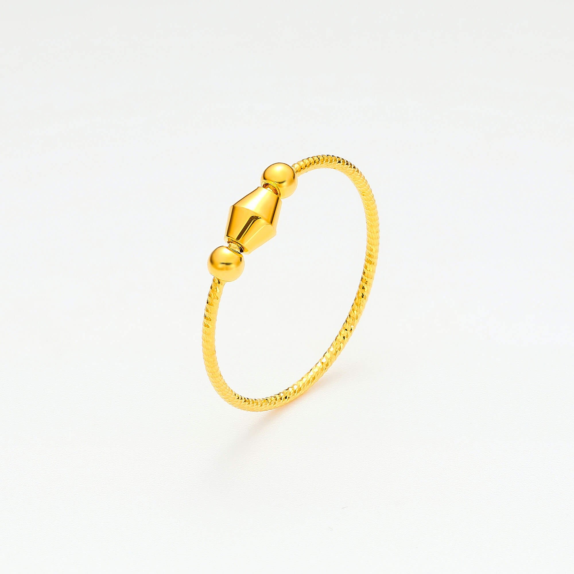 Modern Geometry Series · 5G Gold Filigree Bead Ring