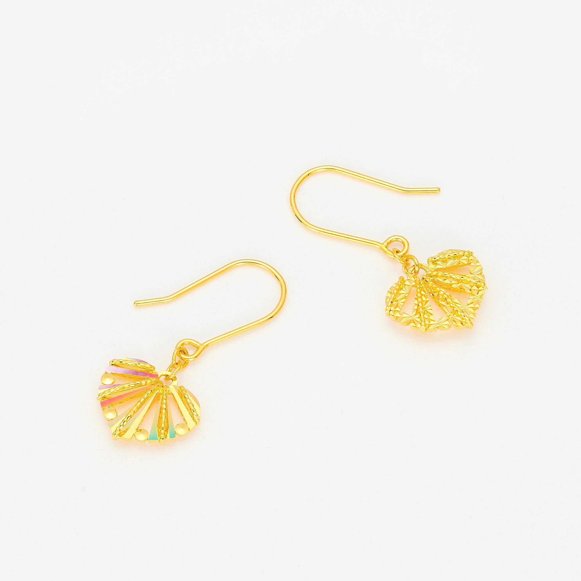 Shining Heart Whispers Collection · 5G Gold Iridescent Filigree Ear Hooks