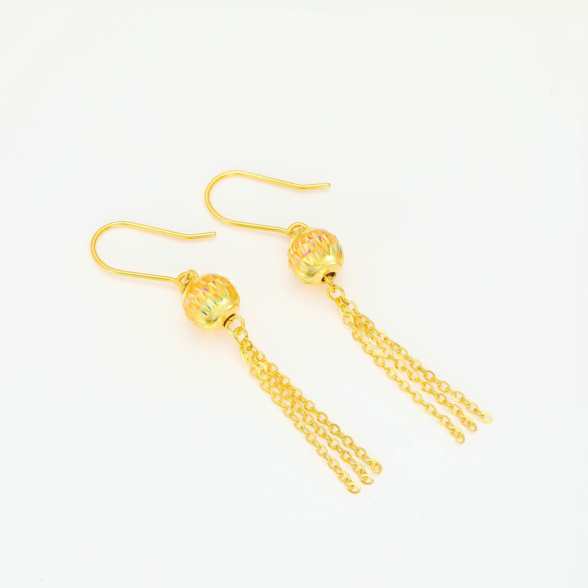 Brilliant Chain Shadow · 5G Gold CNC Iridescent Bead Chain Ear Hooks