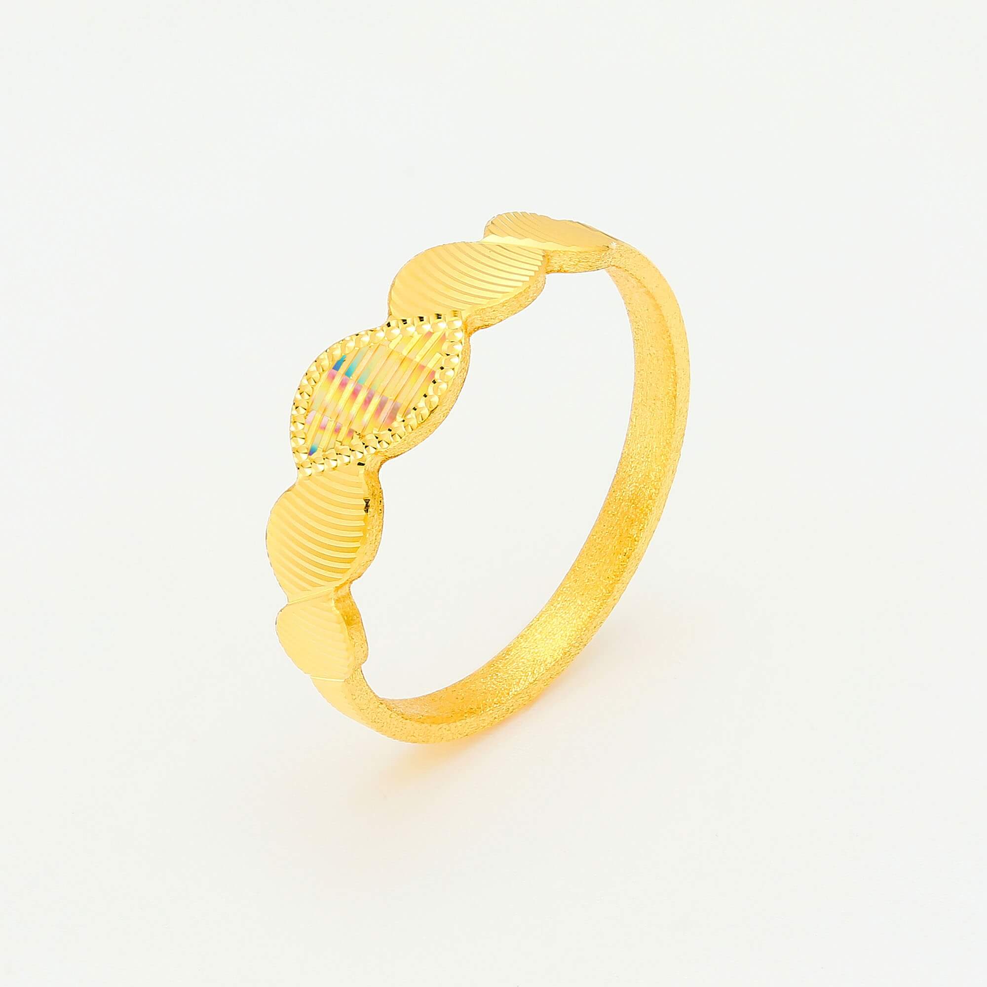 Elegant Style Collection · 5G Gold CNC Iridescent Ring