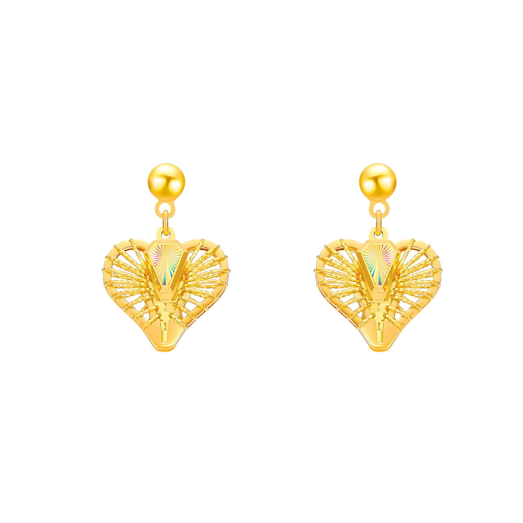 Boundless Love · 5G Gold CNC Iridescent Filigree Heart Earrings