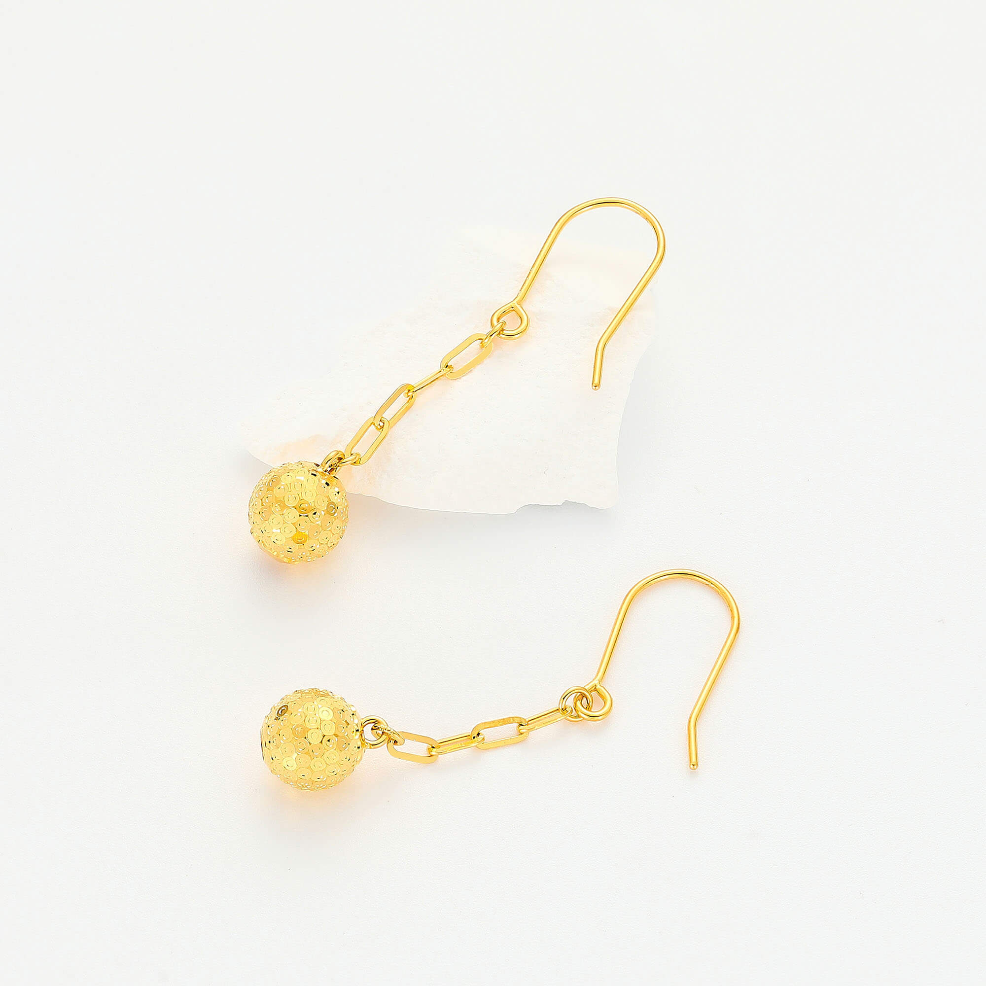 Party Series · 5G Gold Disco Bead Ear Hooks