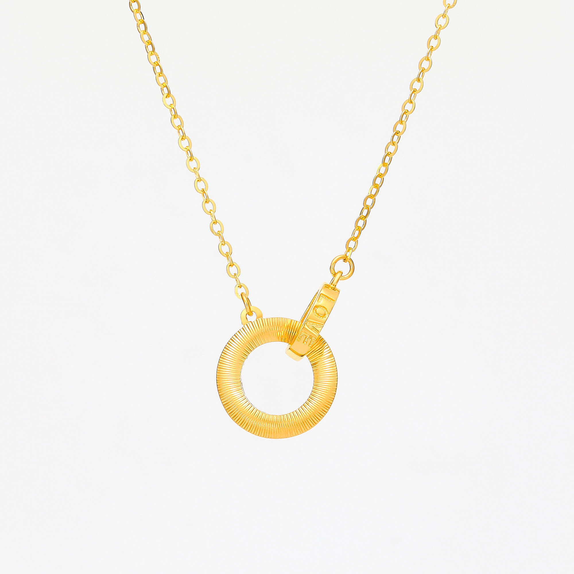 Romantic Union · 5G Gold Double - ring Love Necklace