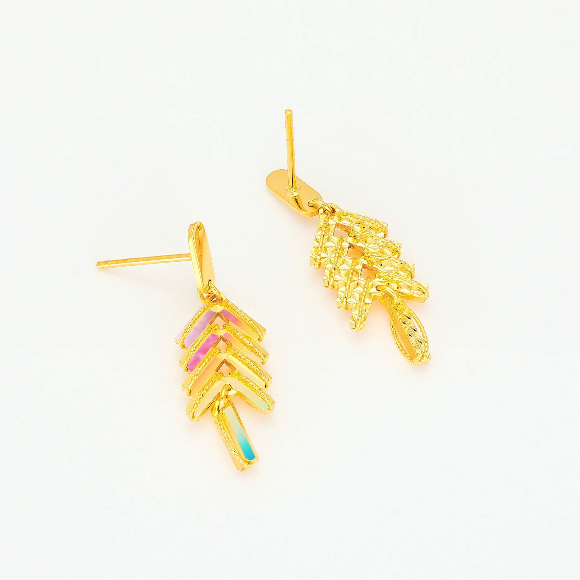 Heart's Delight · 5G Gold CNC Iridescent Earrings
