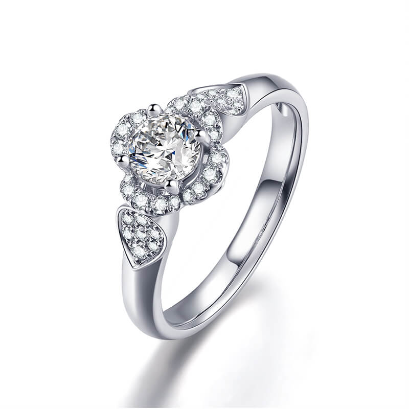  Cluster diamond ring for women, "Shining Love Light" wedding ring.