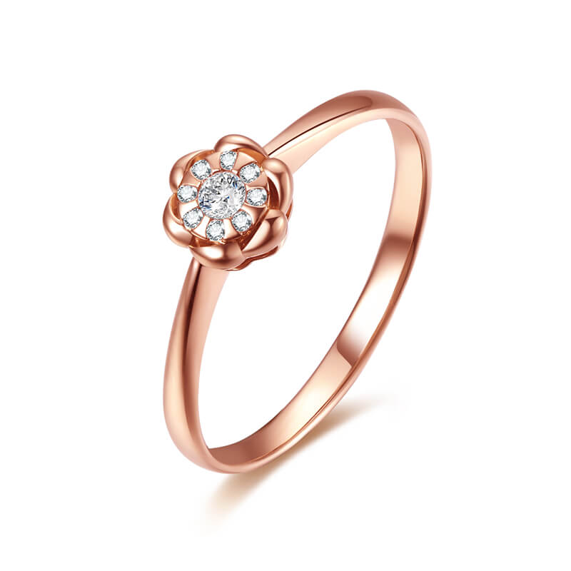  18K rose gold diamond ring, Beautiful Time Series - Wish, women's ring.