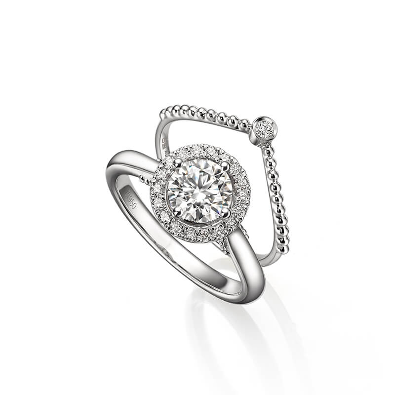 Jewelry - 18K Gold Diamond Ring, Sparkling Series - Deep Love Bar Ring.