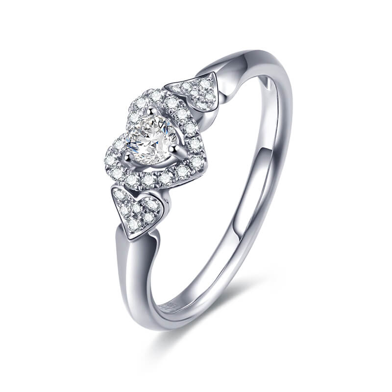  Platinum diamond cluster ring for women, SI-FG color, 30ct, "Shining Heart" women's ring (main design).