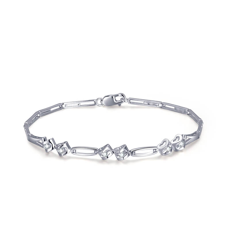 Gold 750 diamond bracelet, thin 18K gold, 0.14 - carat diamond jewelry.