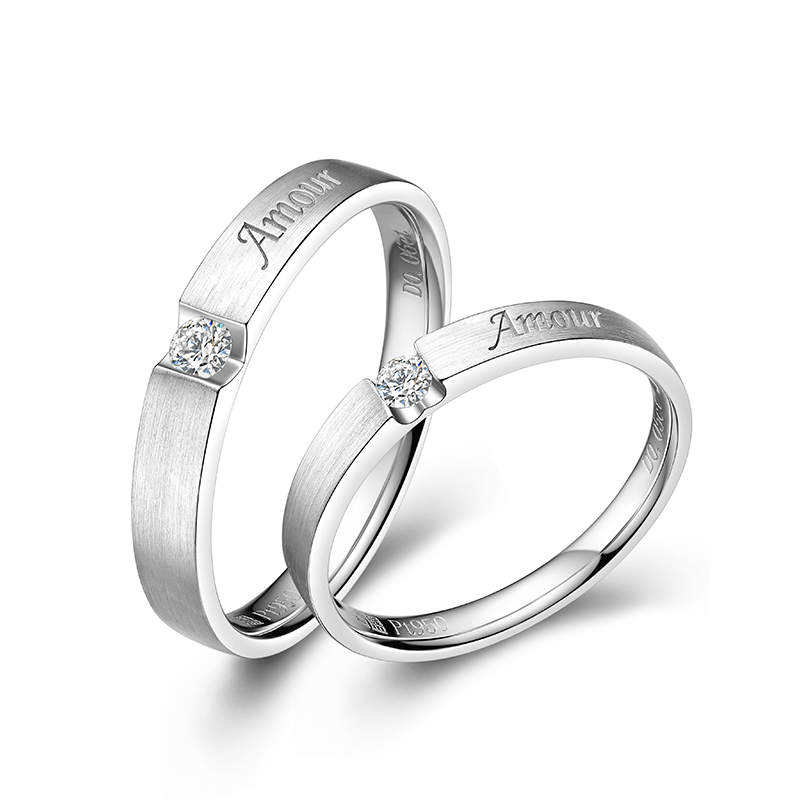 "Honey Kiss" Platinum 950 Diamond Couple's Ring