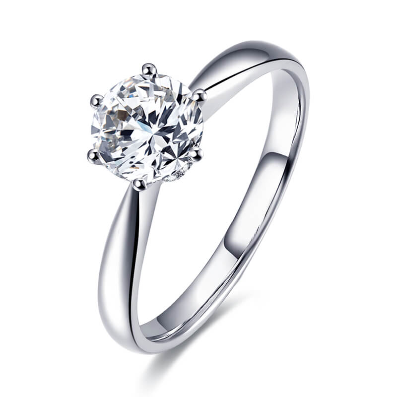 Platinum Six - Prong Diamond Ring with a 0.5 - carat Diamond