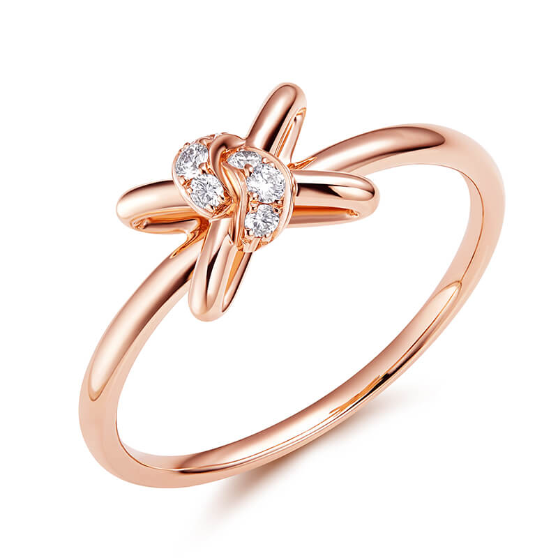 Jewelry, K gold diamond-set ring, Beautiful Time Series - Heart Butterfly women's ring.