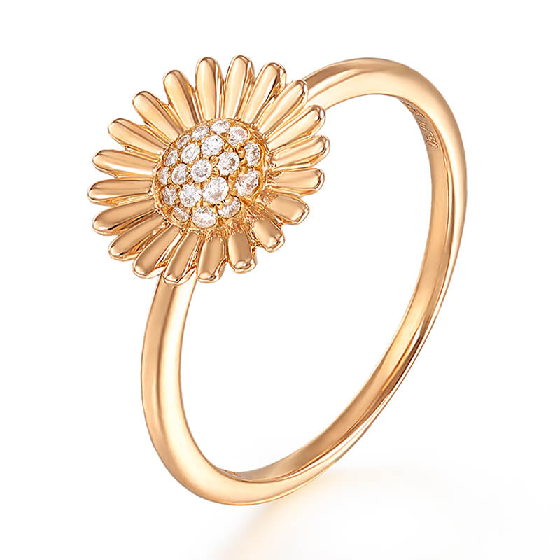 Rose gold diamond-set ring, Daisy Sunshine Series.