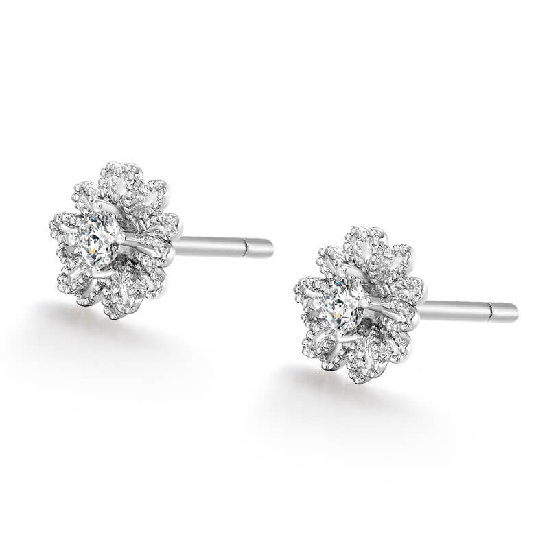 K - white gold diamond - set earrings, Daisy · Bright Series.