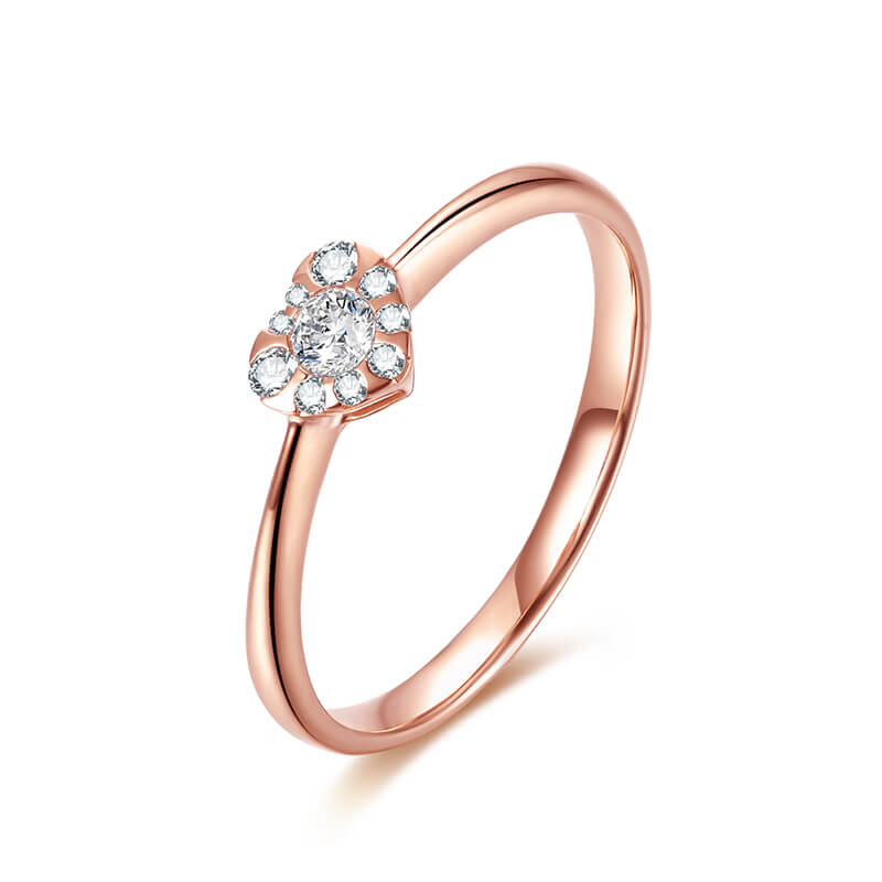 18K rose gold cluster - set diamond ring, Beautiful Time Series - Wish, women's ring.