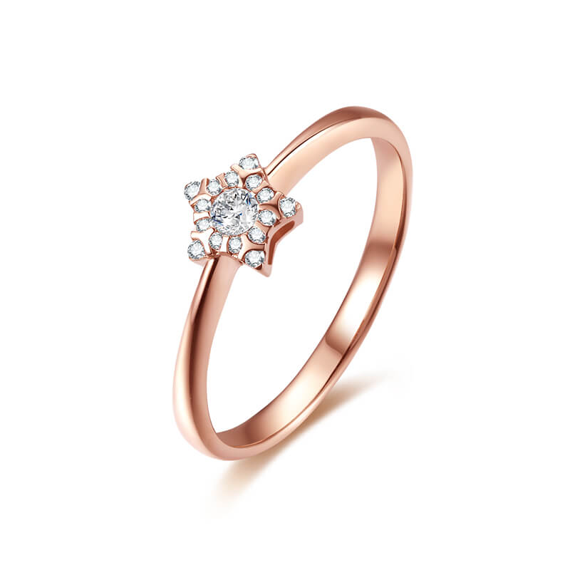 18K gold cluster - set diamond ring, Beautiful Time Series - Wish, women's ring.
