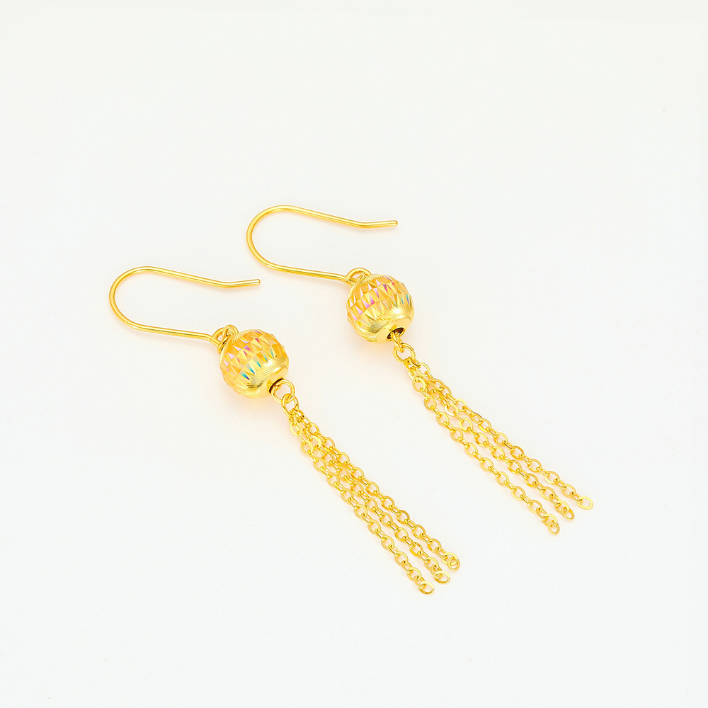 Brilliant Chain Shadow · 5G Gold CNC Iridescent Bead Chain Ear Hooks