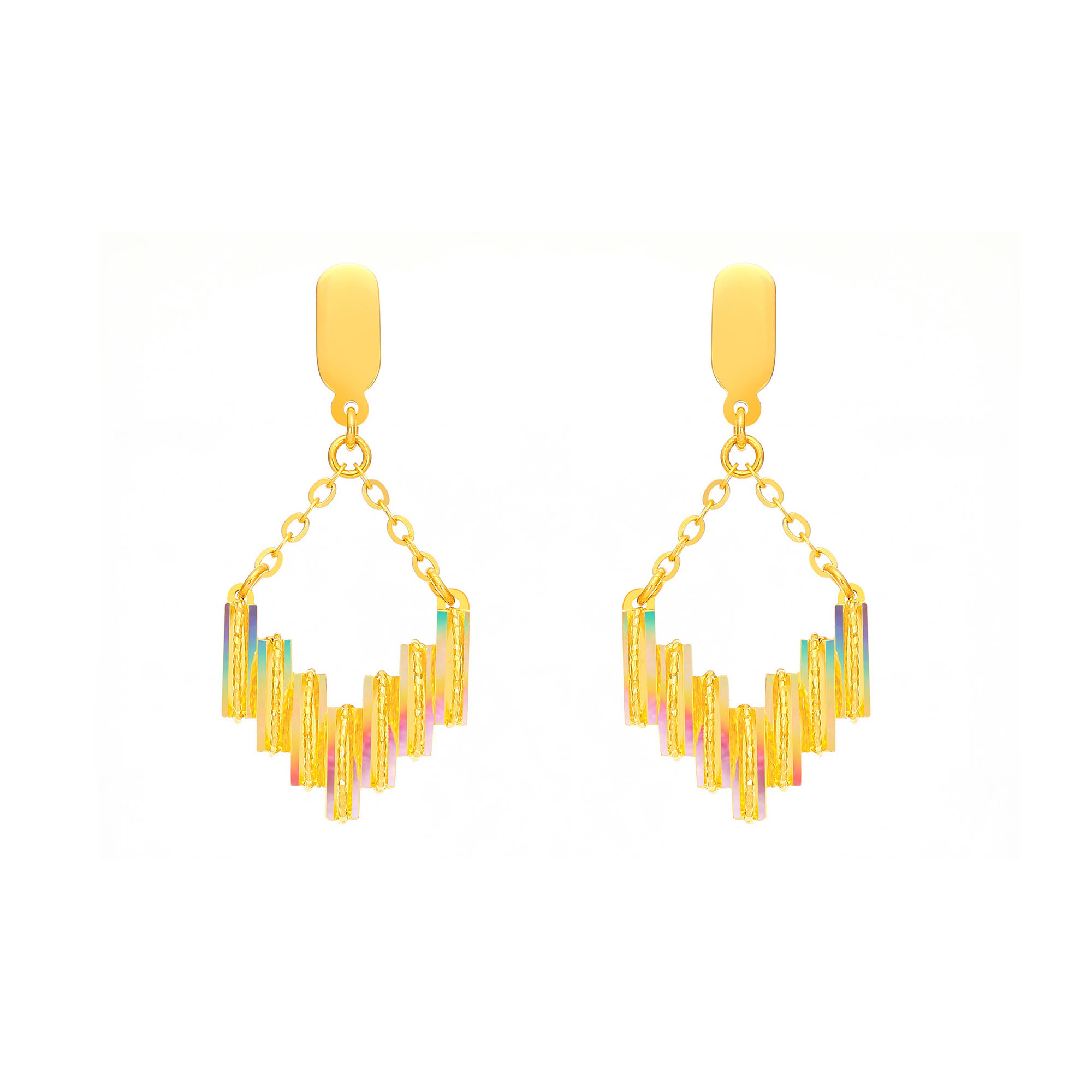 Silk Phantom · 5G Gold Iridescent Filigree Earrings