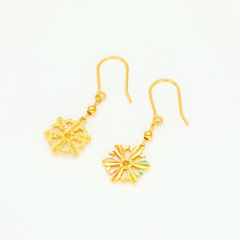 Snowy Night Glow Series · 5G Gold Iridescent Filigree Ear Hooks